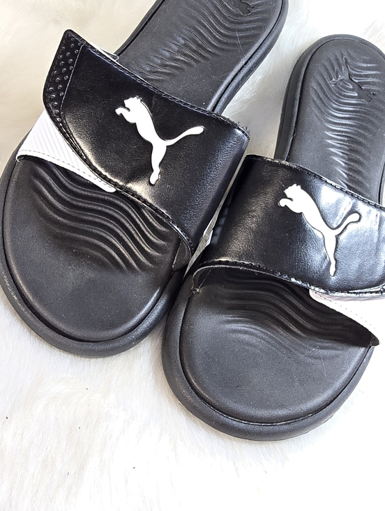 Puma Shoes - Women's Puma Surfcat Black & White Logo Slide Sandals